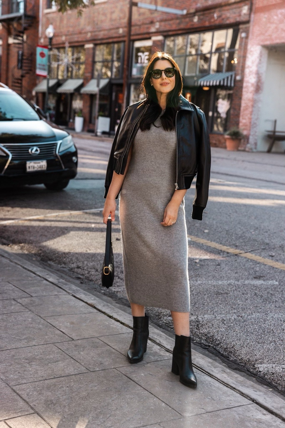 Washed Cropped Leahter Bomber