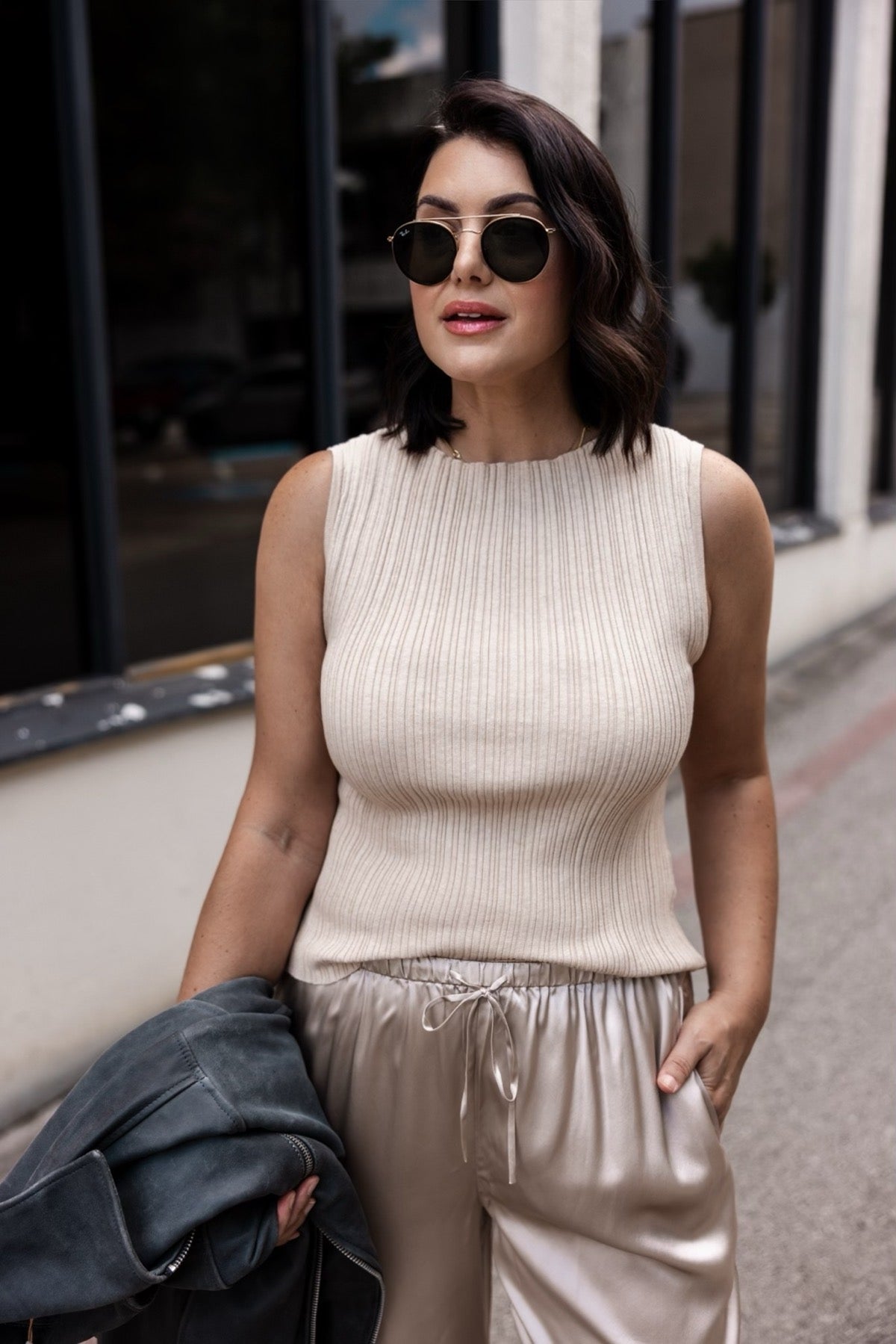 Cotton Cashmere Ribbed Tank