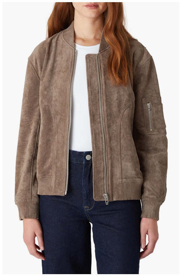 Faux Suede Bomber Jacket