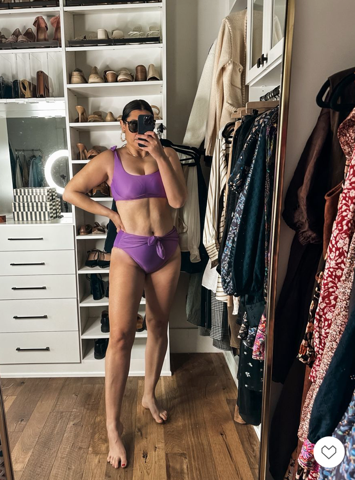 Tie high-rise bikini bottom