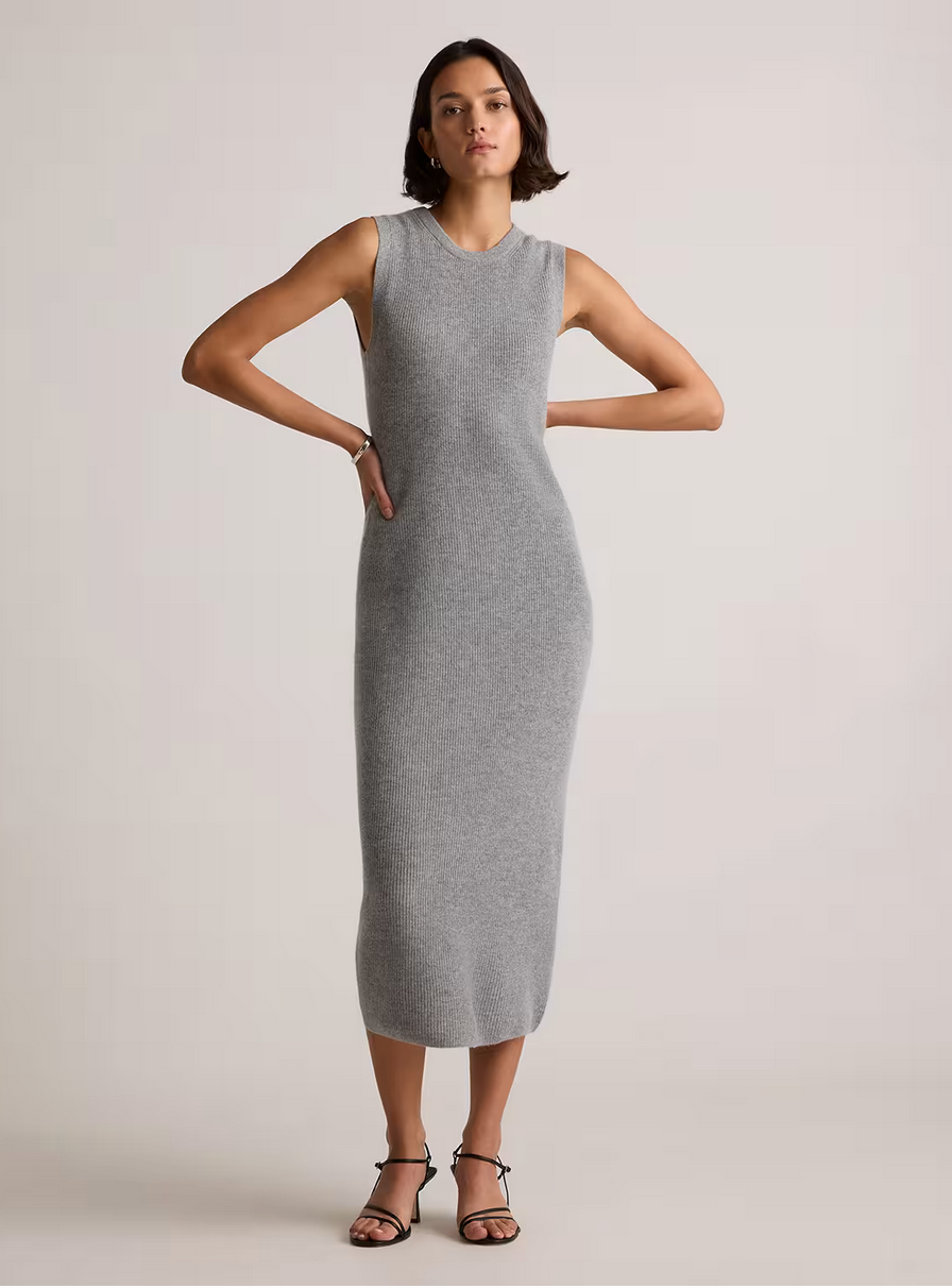 Mongolian Cashmere Sleeveless Midi Sweater Dress