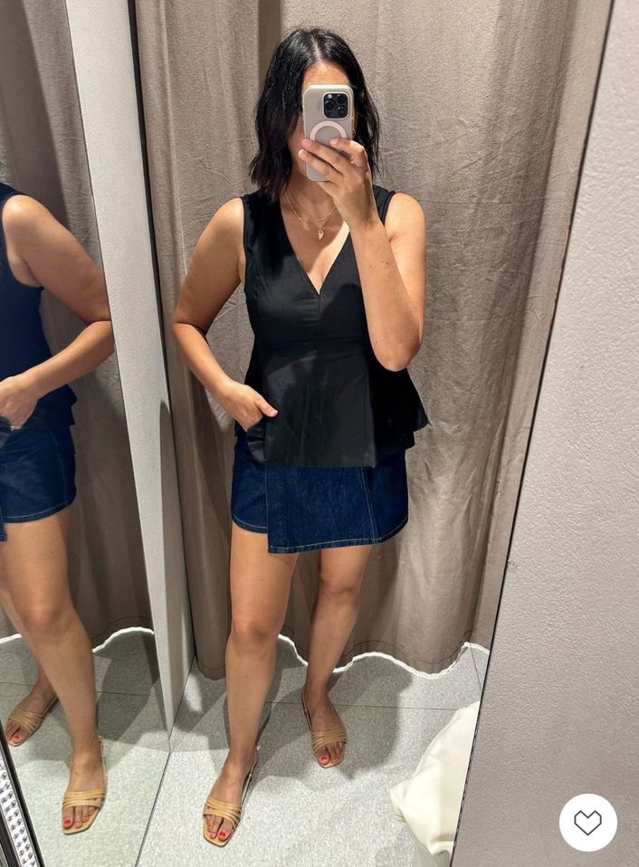 Linen-blend Peplum Top
