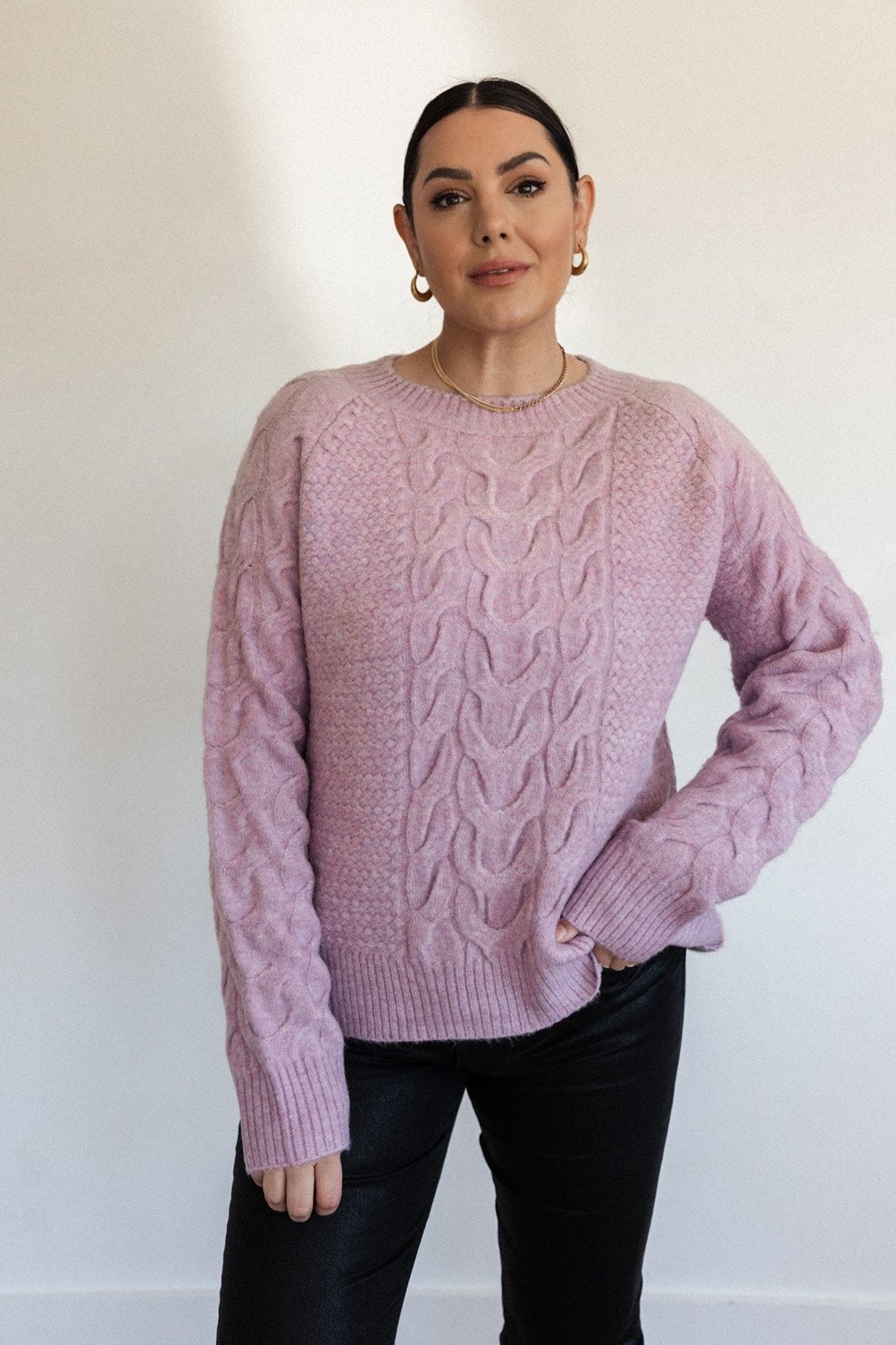 Lavender Cable Knit Sweater