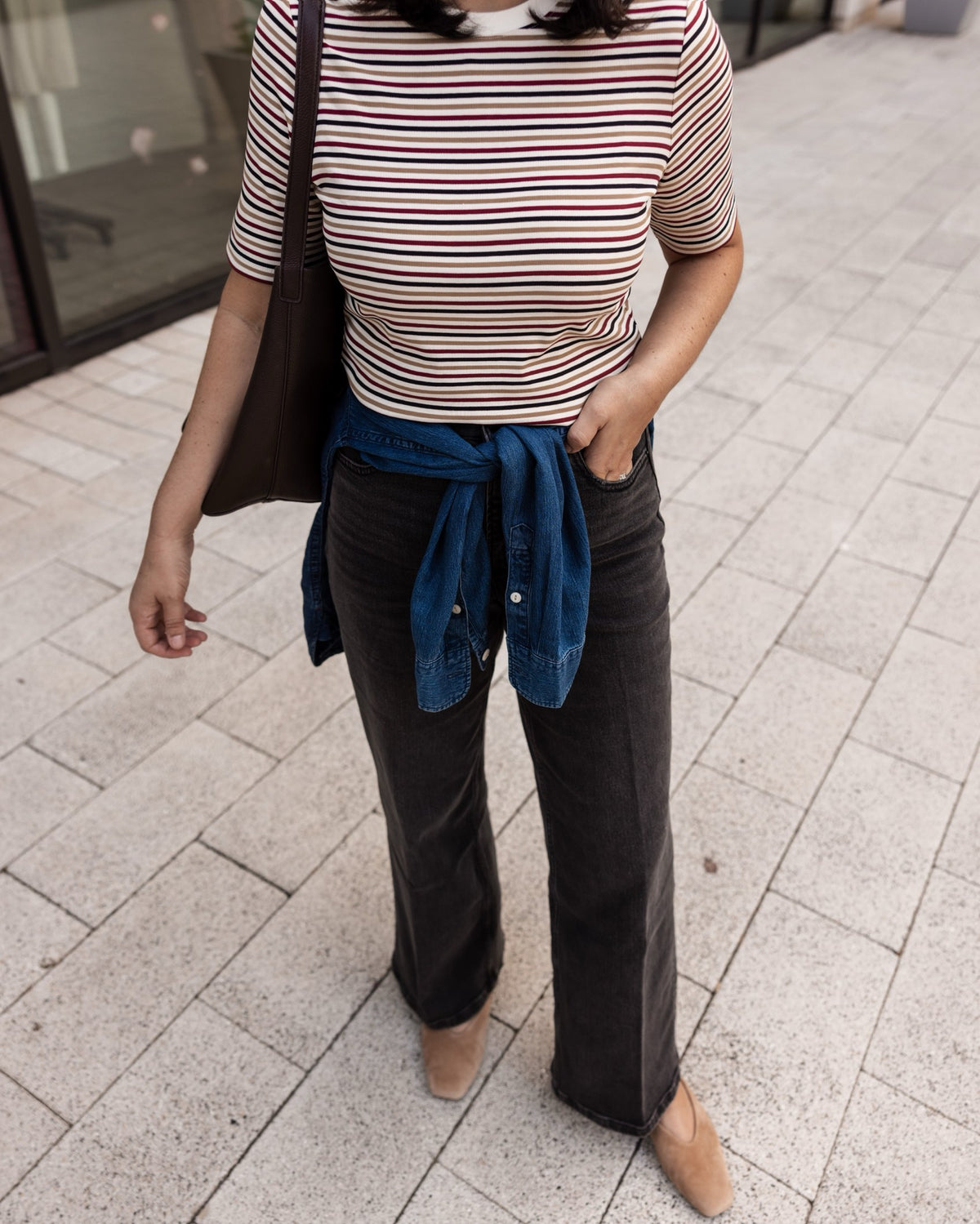 Ribbed Knit Crewneck Tee
