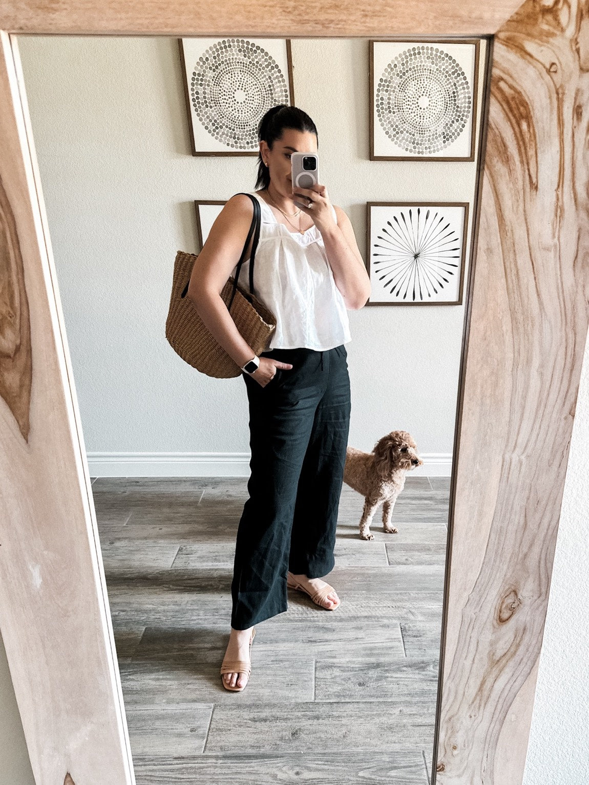 Embroidered A-Line Top in 100% Linen