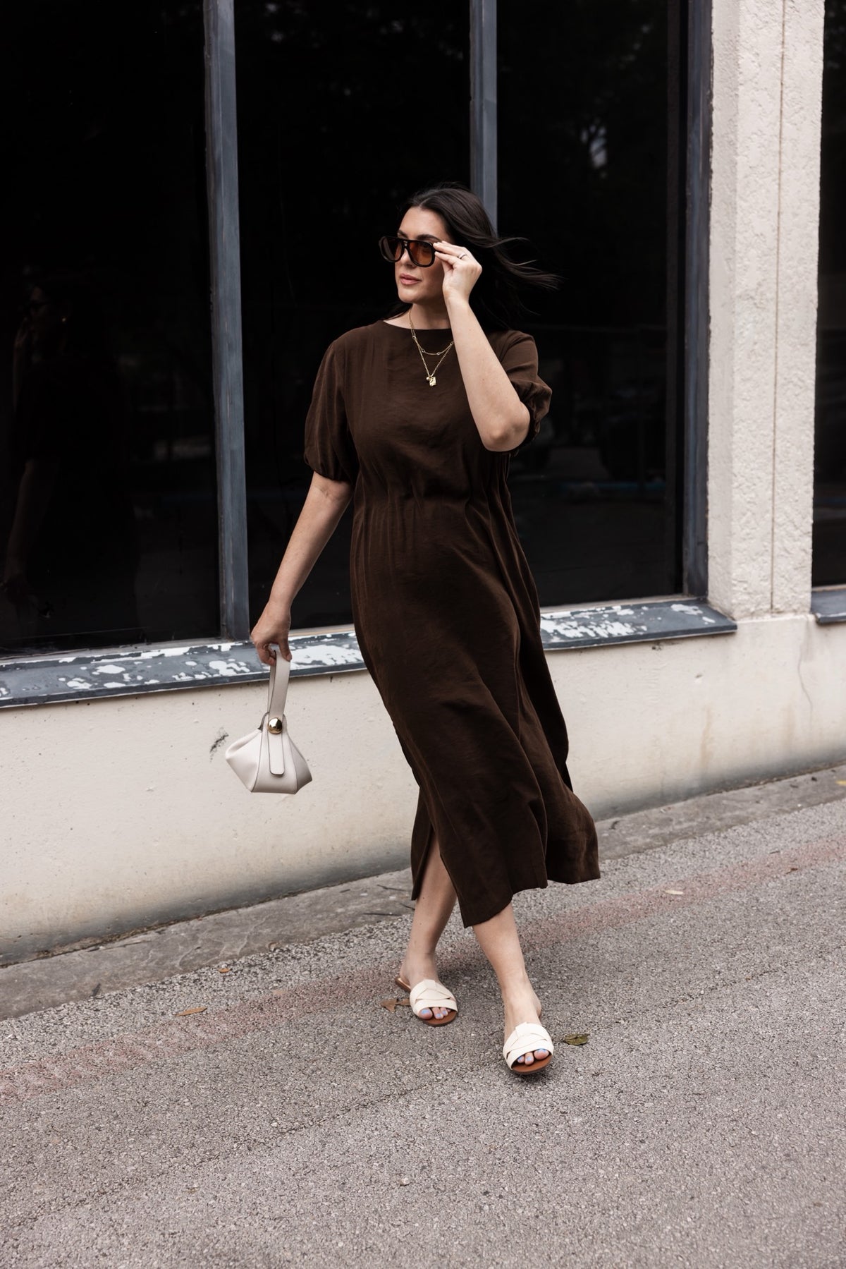 Puff Sleeve Midi Dress