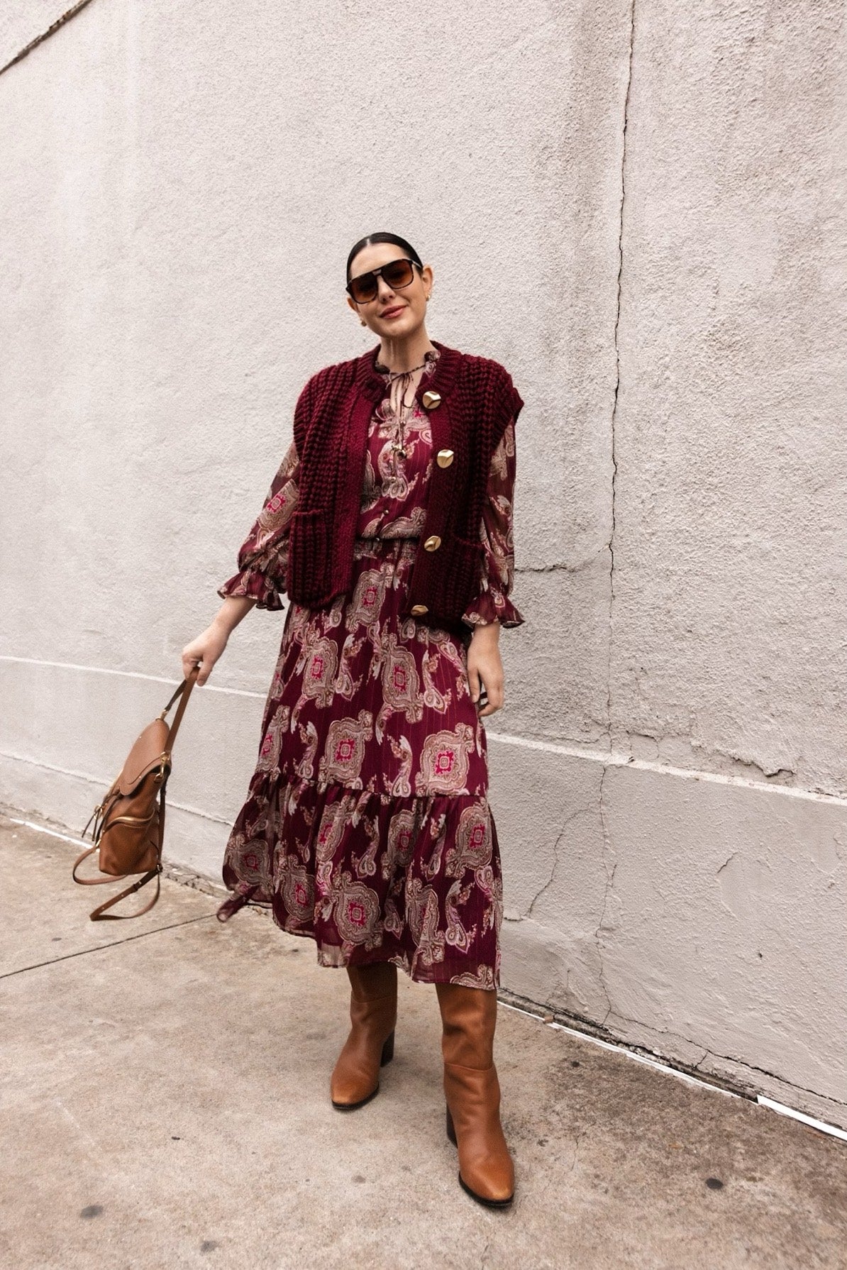 Metallic Thread Printed Maxi Dress