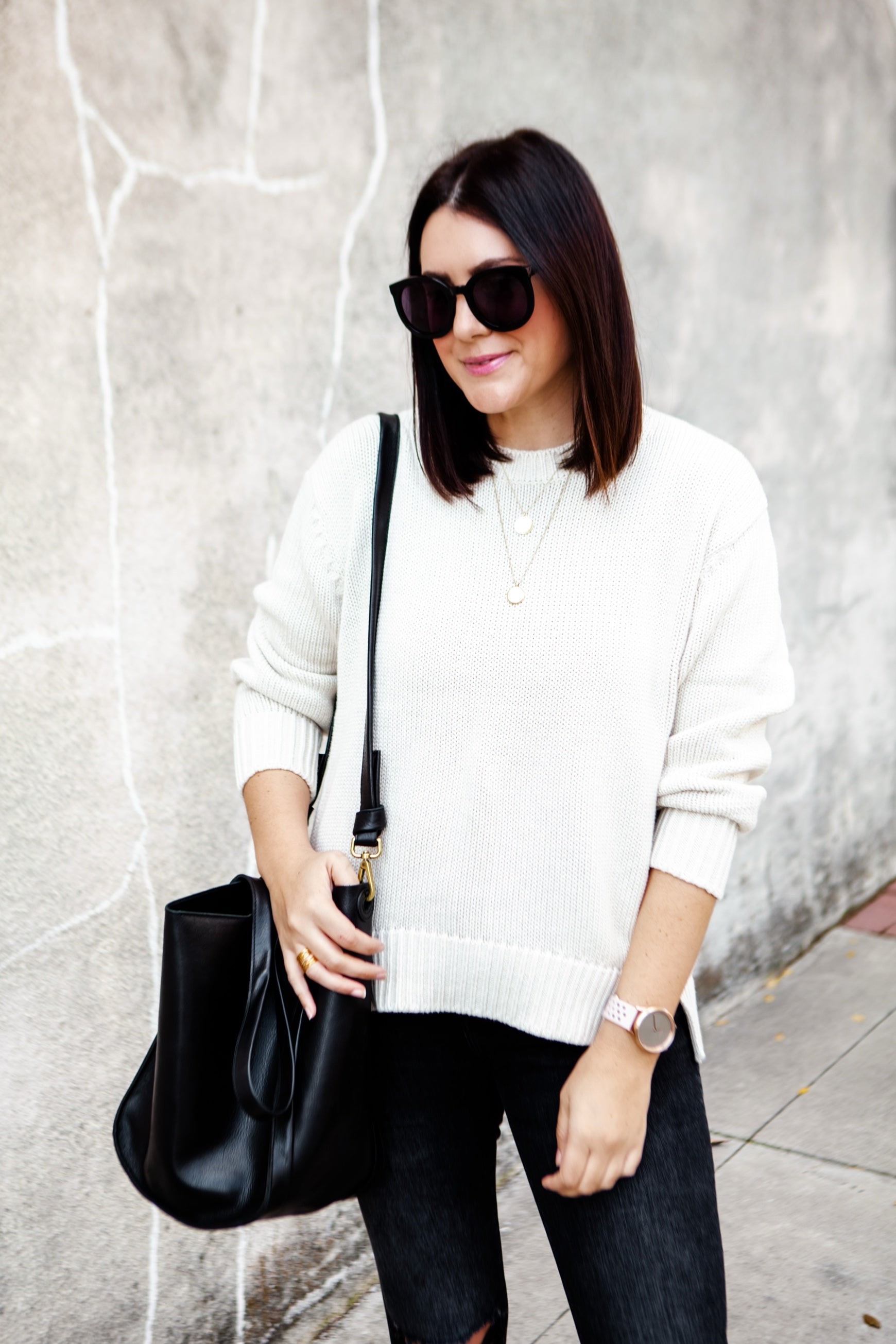 Relaxed Long-Sleeve Boxy Crewneck Sweater