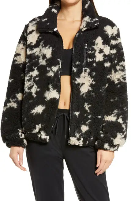 Zella Faux Fur Printed Zip Jacket