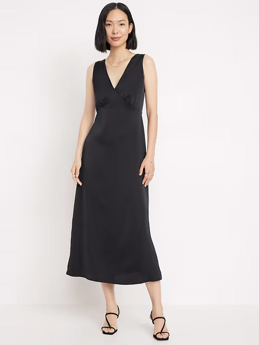 Sleeveless Satin Midi Slip Dress