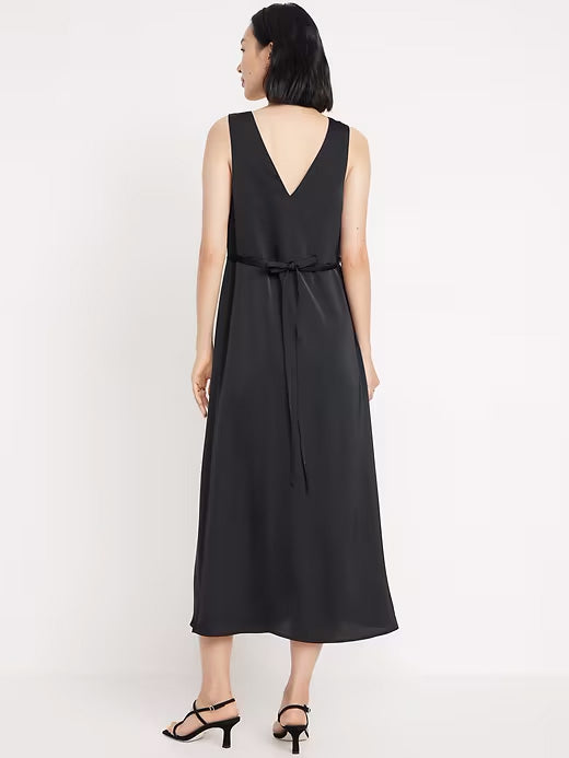 Sleeveless Satin Midi Slip Dress