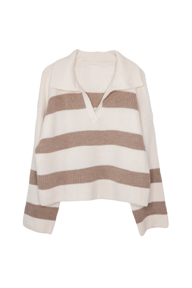Wide Collar Sweater in Stripe