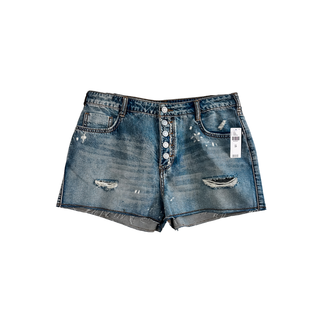 Pilcro 5 Button Distressed Denim Shorts