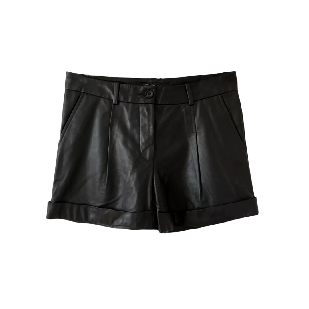 Lambskin Leather Cuffed Shorts