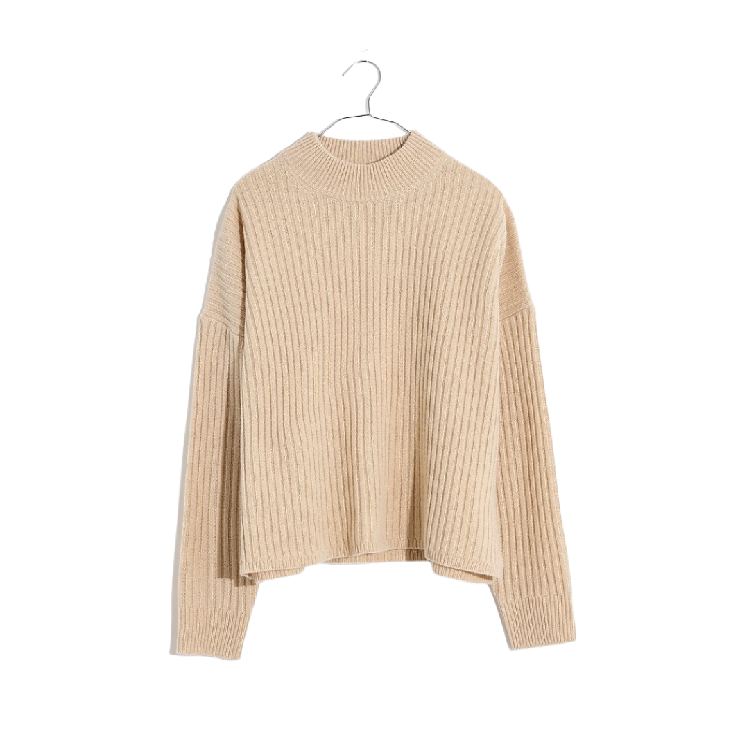 (Re)sourced Cashmere Ribbed Mockneck Pullover Sweater