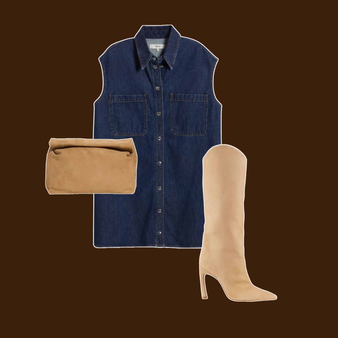The Sleeveless Denim Mini Shirtdress
