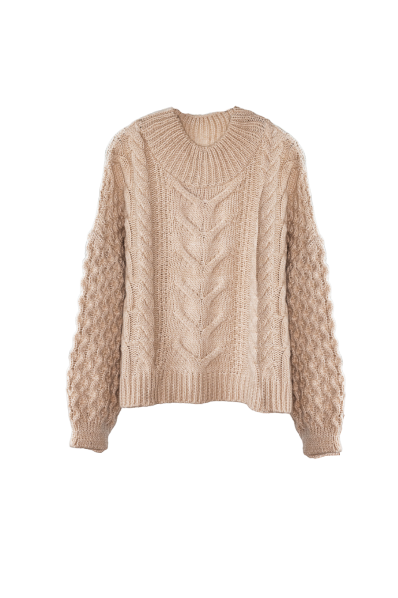 Cable High Neck Sweater
