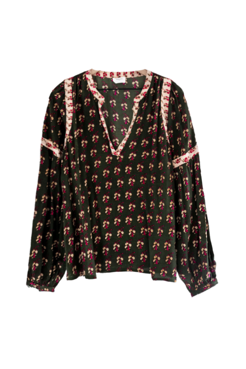 Printed Blouse with Puff Sleeves