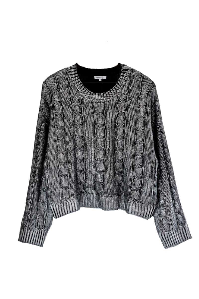 Metallic Coated Cable Knit Sweater