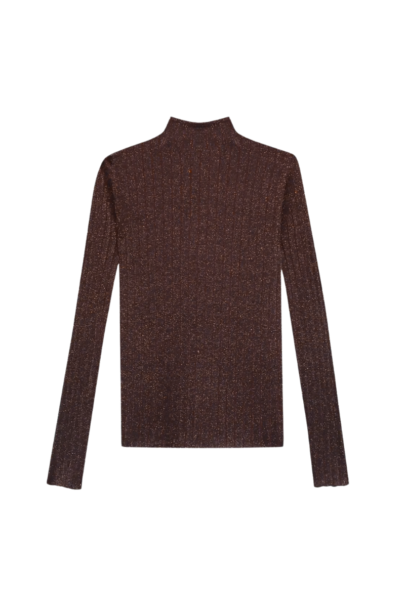 Lurex High Neck Knit Top