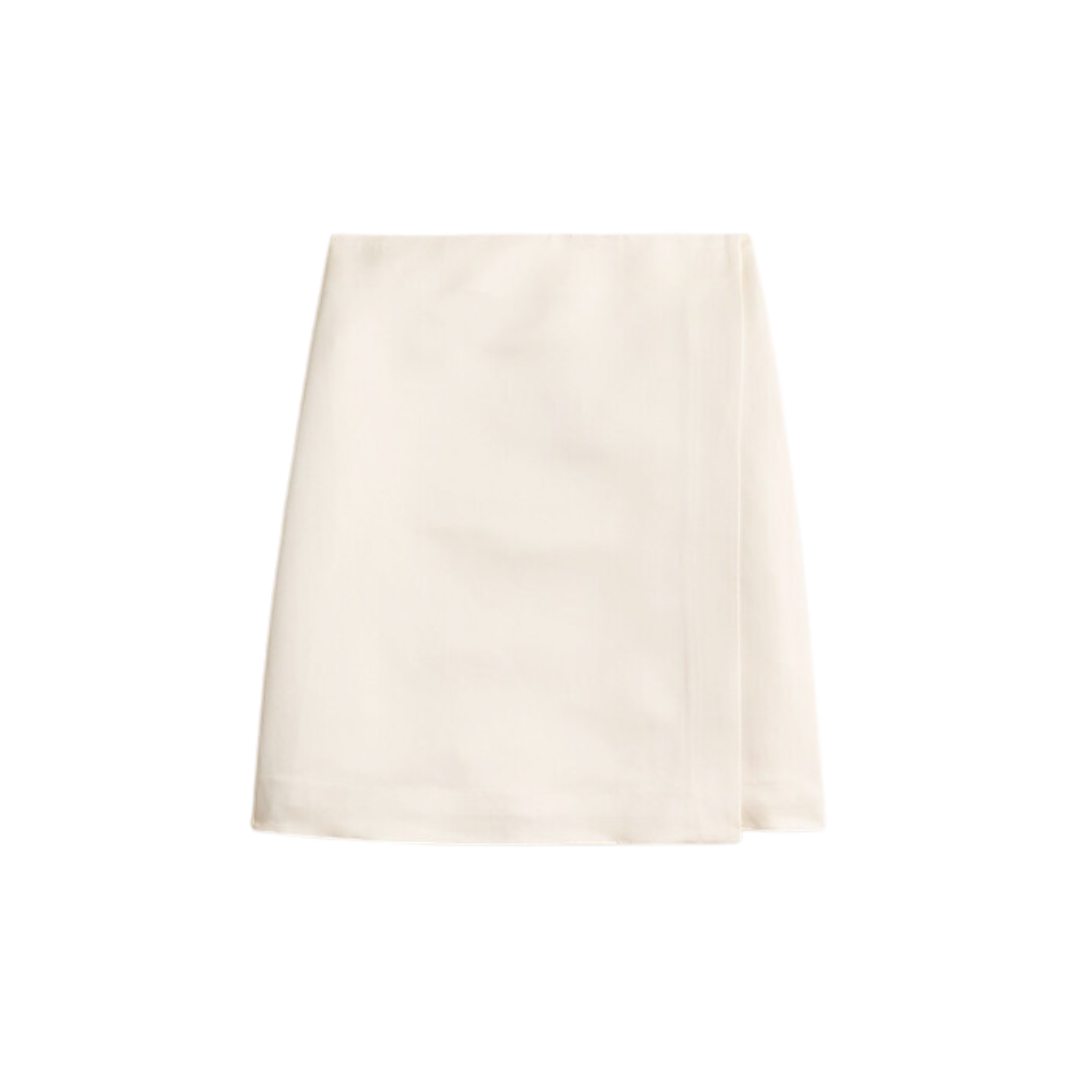Faux-wrap skirt in duchesse satin