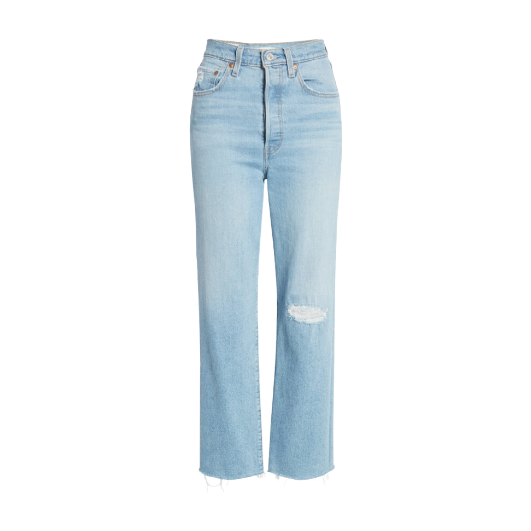 Ribcage Ripped High Waist Ankle Straight Leg Jeans