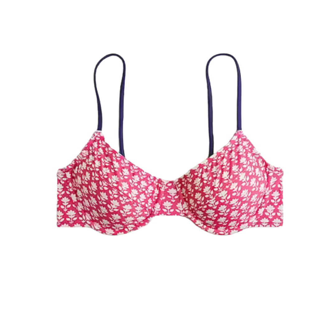 1993 Underwire Bikini Top in pink stamp floral