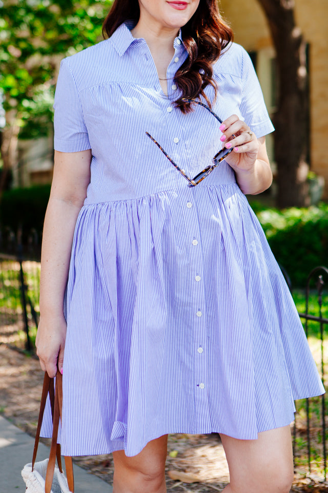 Stripe Poplin Swing Shirtdress