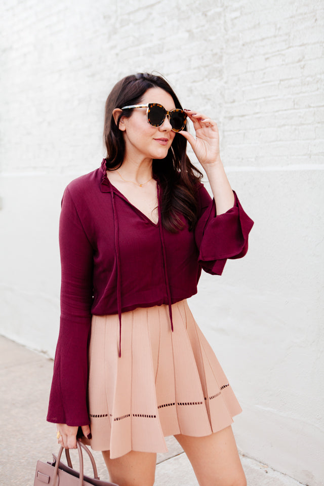 'Mari' Pleated Knit Skirt