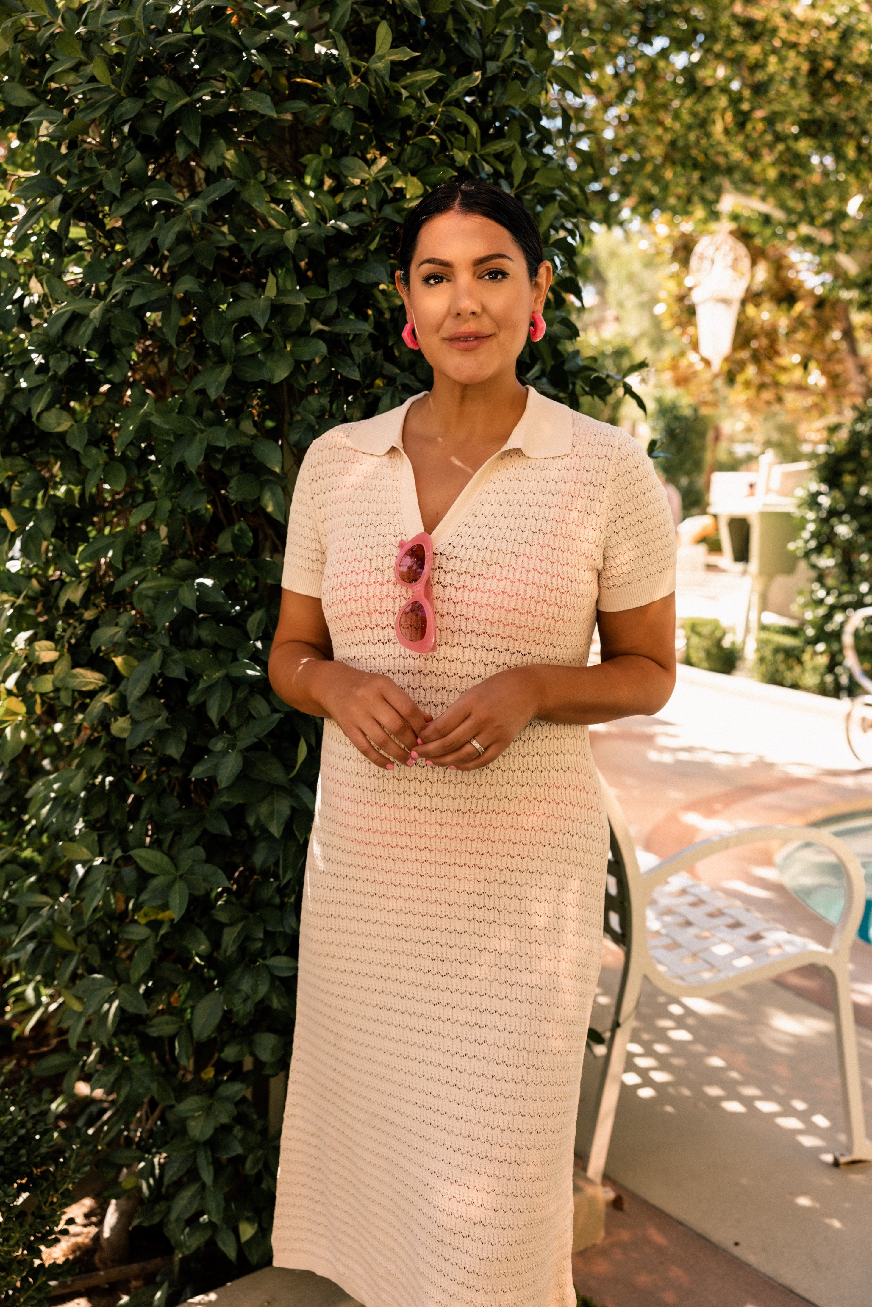 Collared crochet cover-up