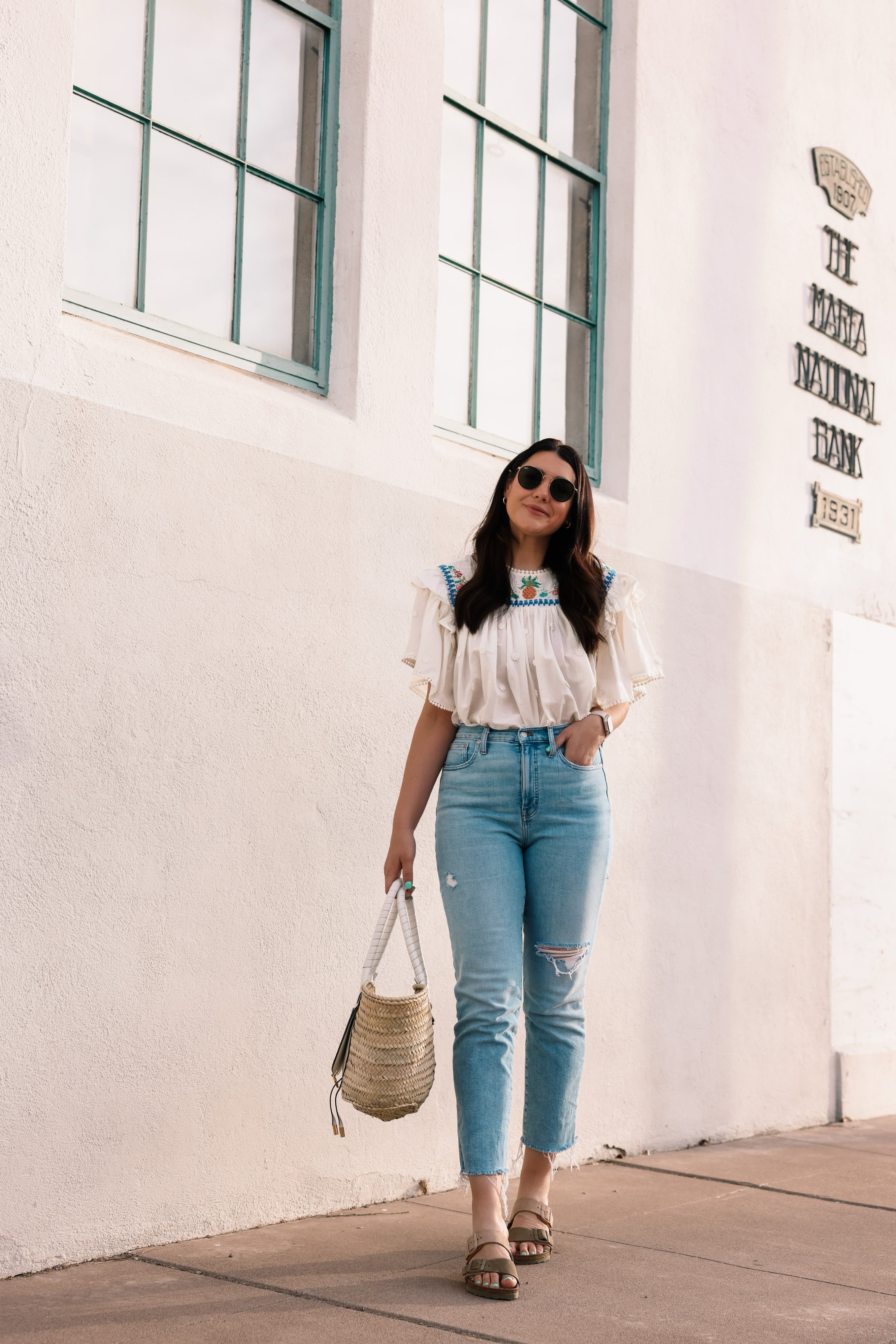 Cross Stitch Embroidered Ruffle Top