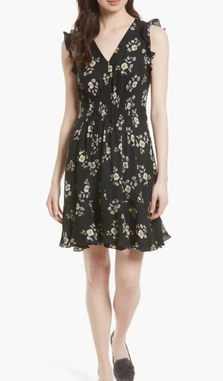 Silk Flutter Sleeve Dress