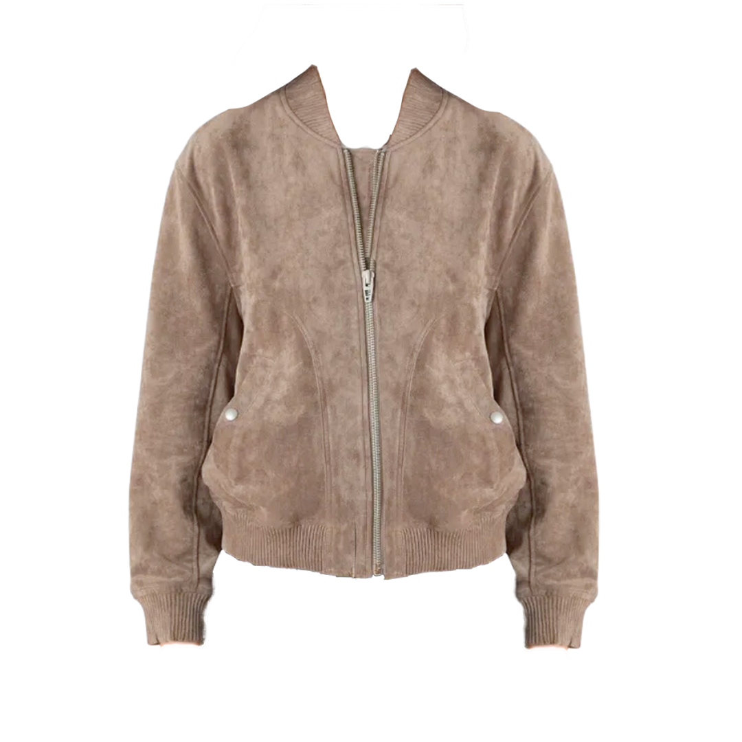 Faux Suede Bomber Jacket