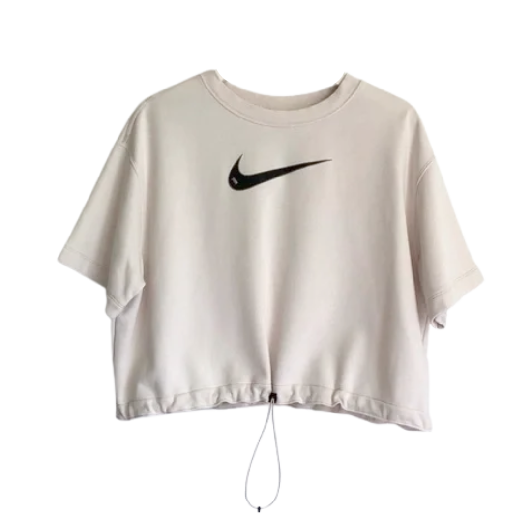 Short Sleeve Cinched Hem Cropped Sweatshirt