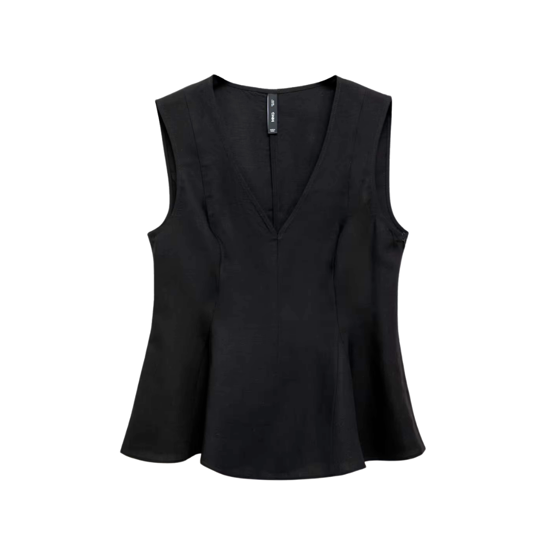 Linen-blend Peplum Top