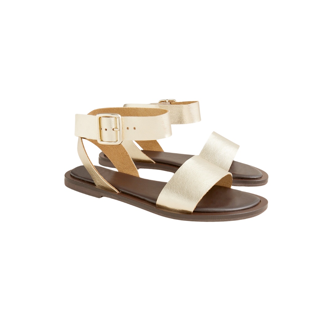 Carsen Made-in-Italy ankle-strap sandals in metallic leather