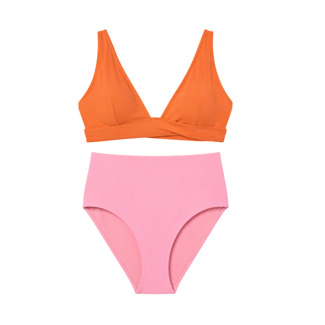 Coral and Pink Bikini Set