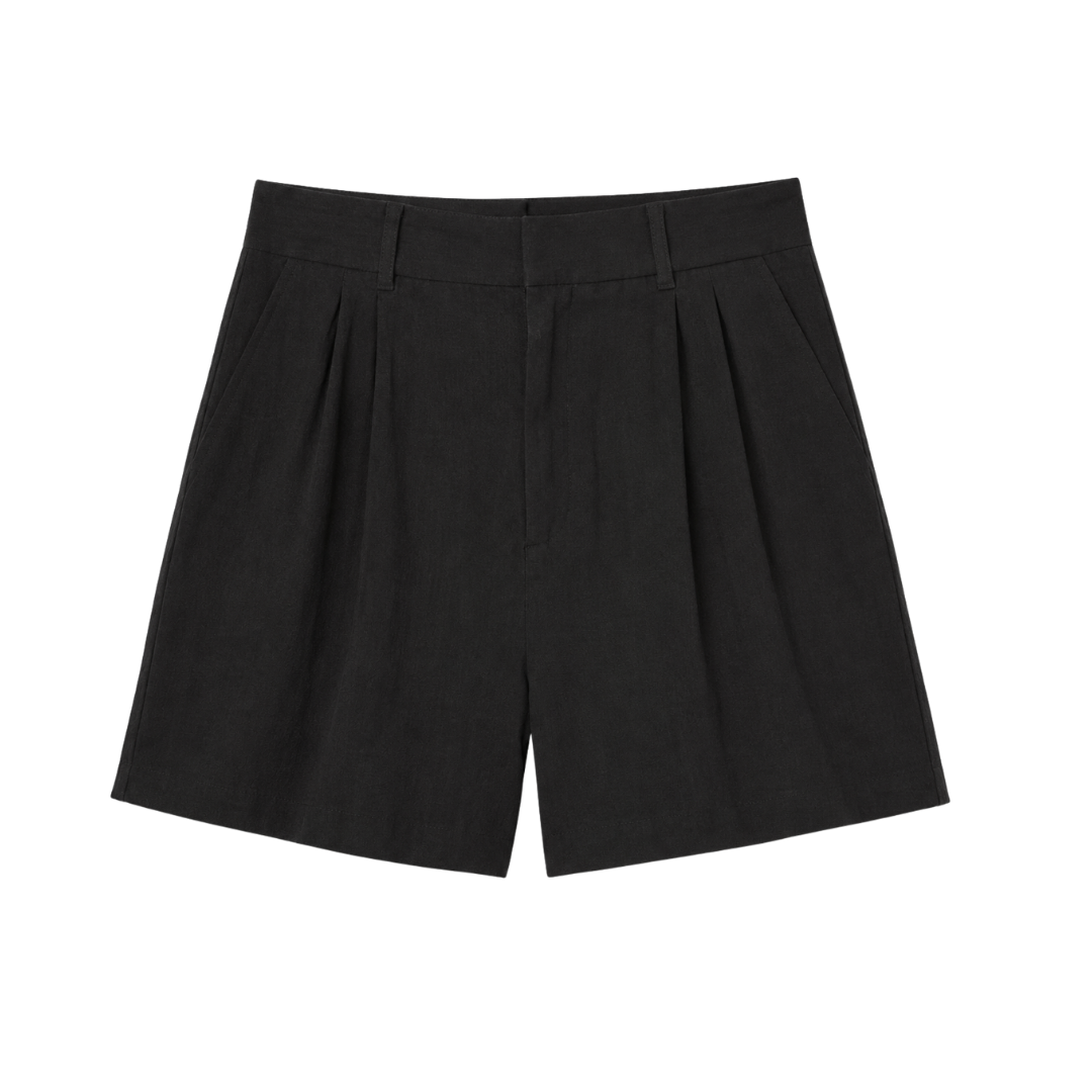High Rise Linen-Blend Shorts