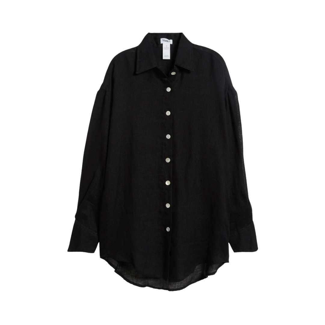 Playa Oversize Linen Cover-Up Shirt