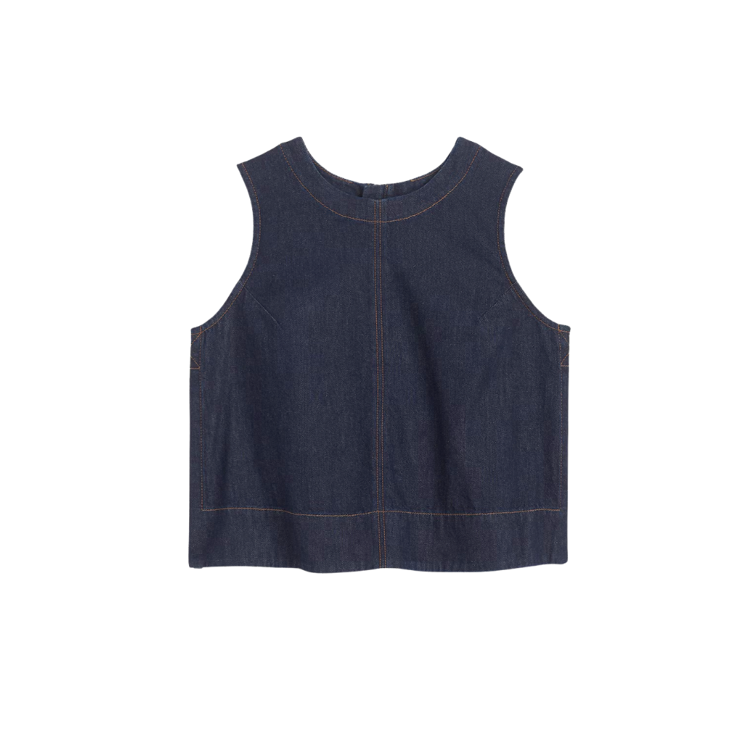 Denim Boxy Shell Top in Essex Wash