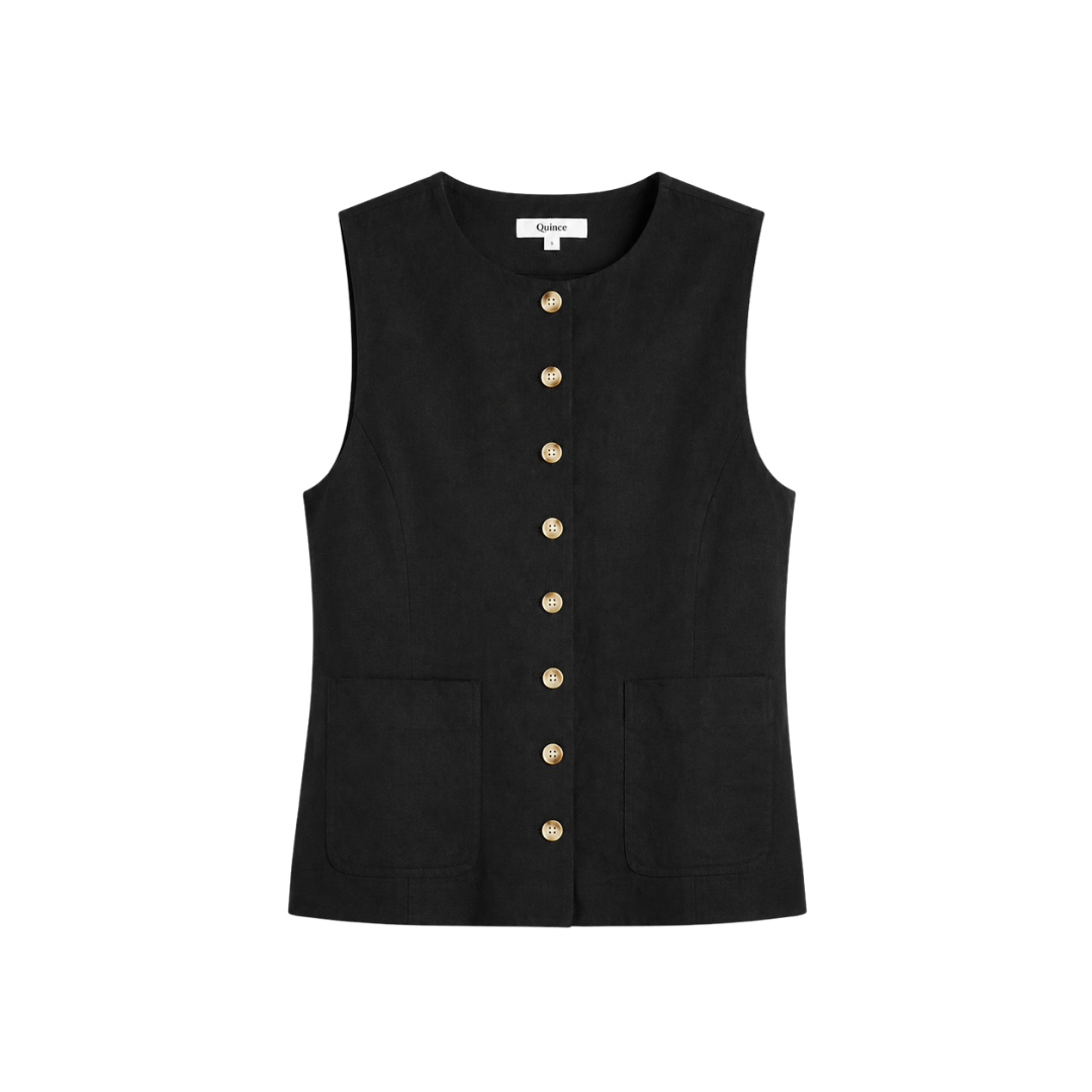 100% European Linen Longline Vest