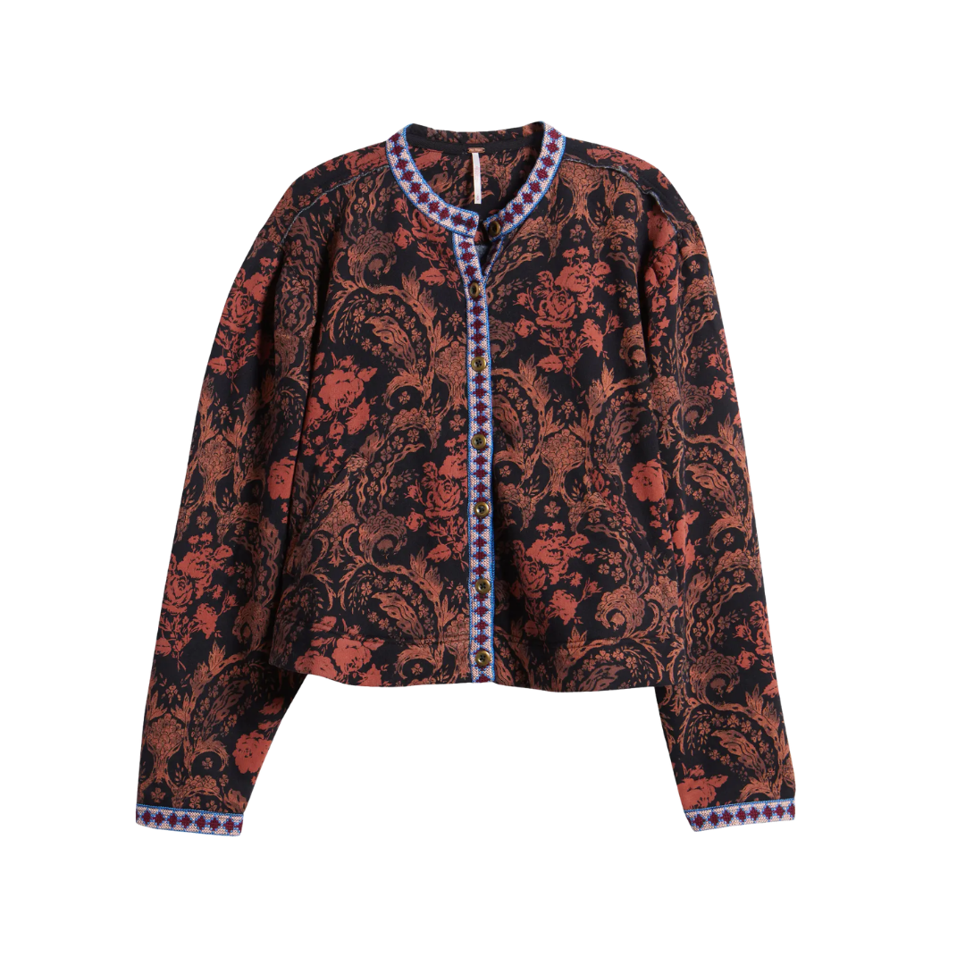 Contrast Trim Button-Up Jacket