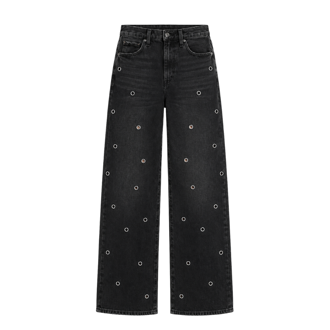 Hendrix Crystal Embellished Eyelet Jeans