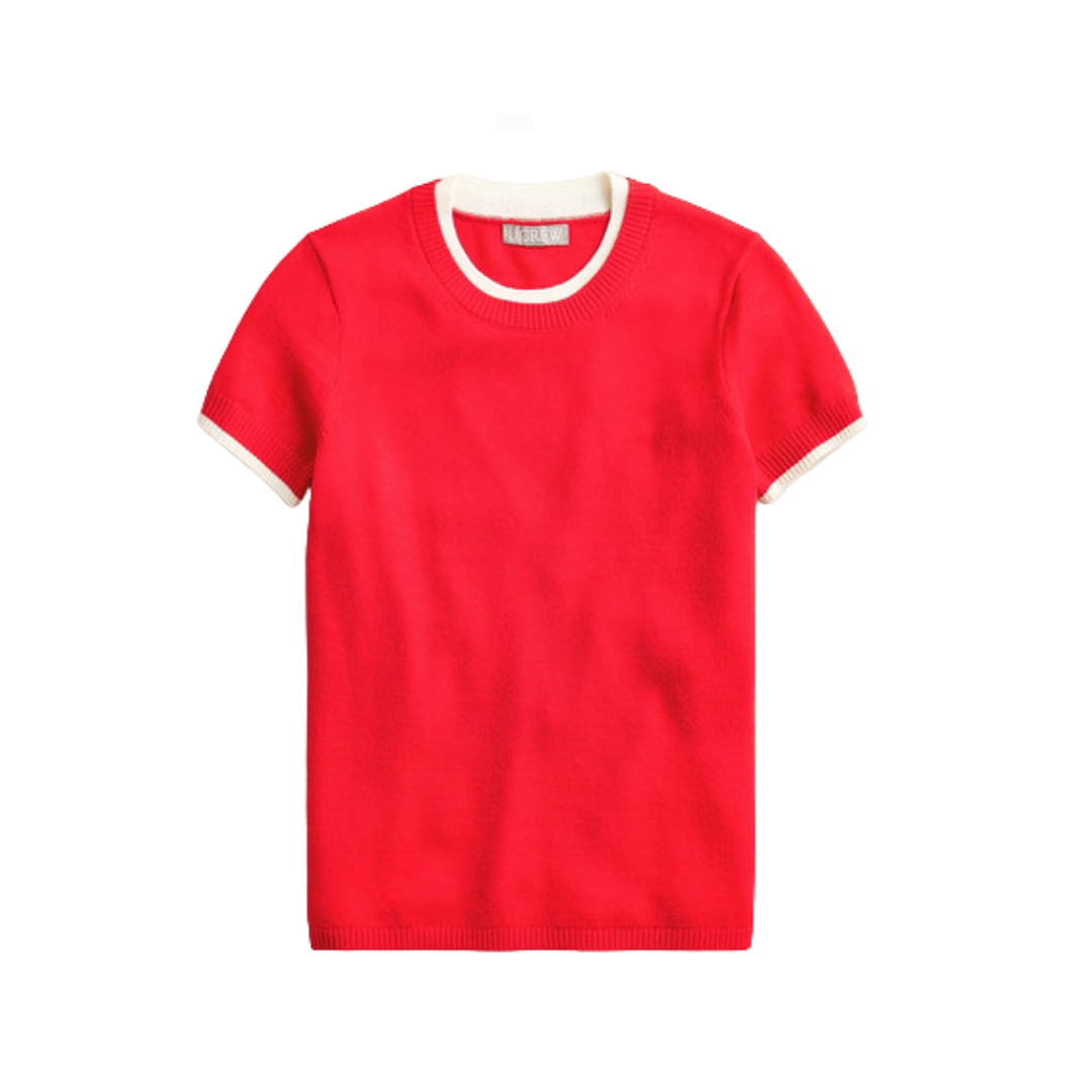 Sweater-tee in contrast-trim merino wool