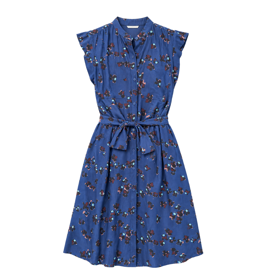 Silk Ruffle Sleeve Dress