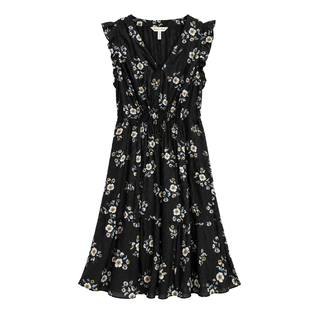 Silk Flutter Sleeve Dress