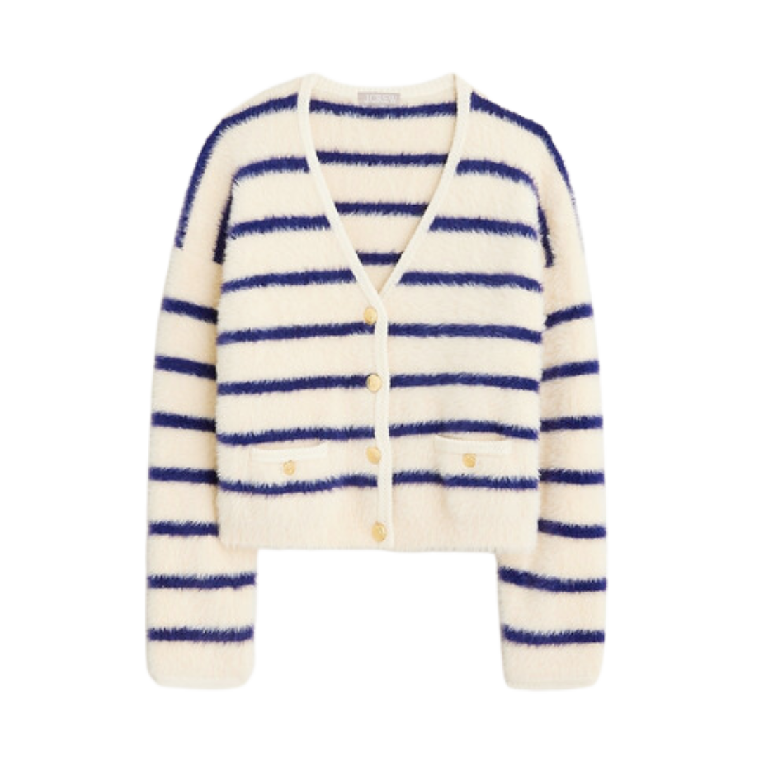 Sweater lady jacket in striped brushed yarn