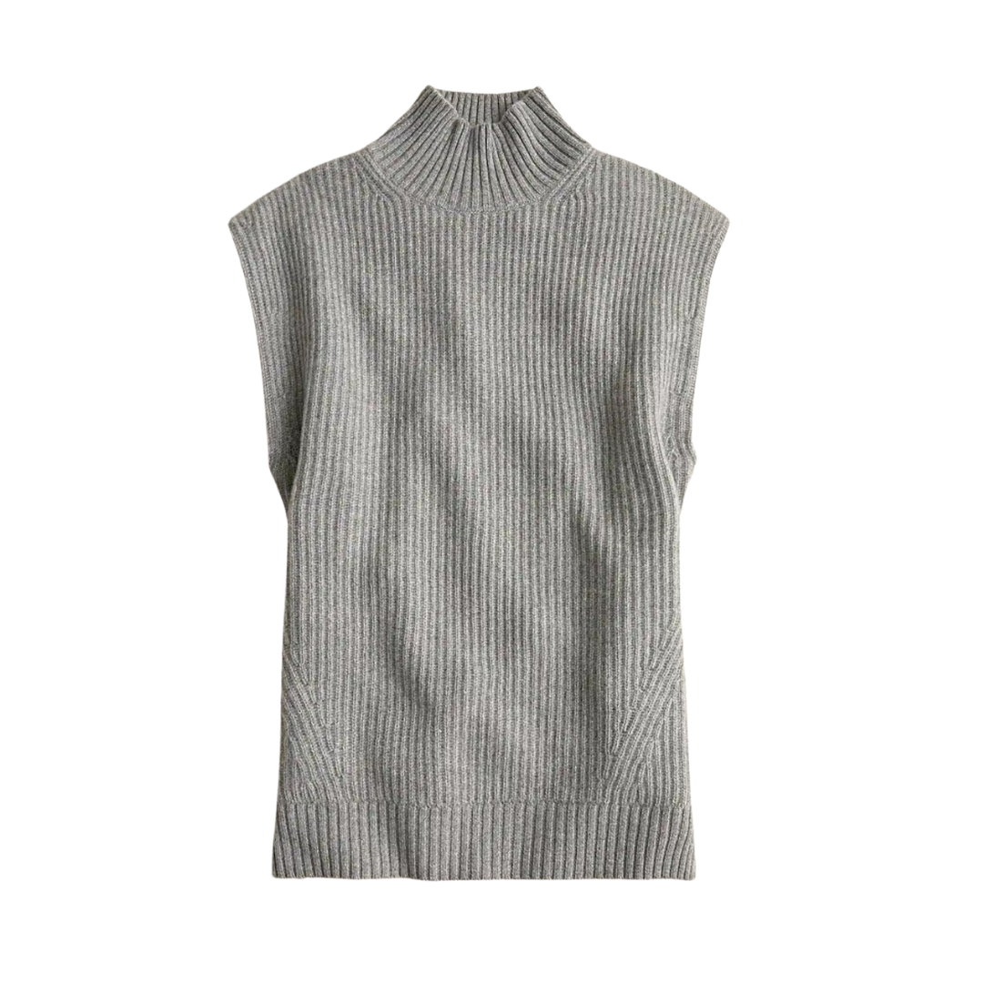 Cashmere sleeveless turtleneck tunic