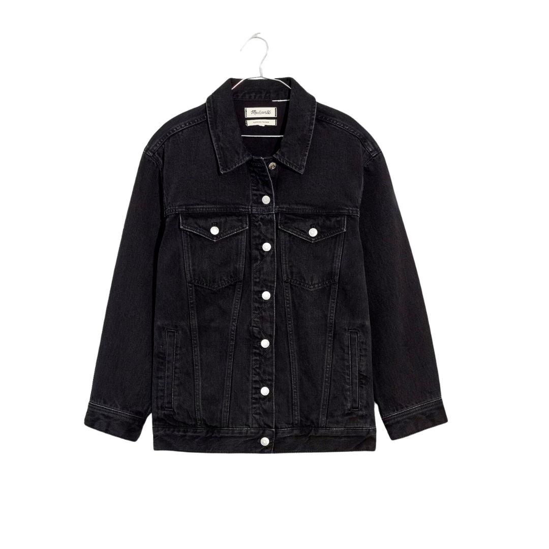 The Oversized Trucker Jean Jacket in Washed Black