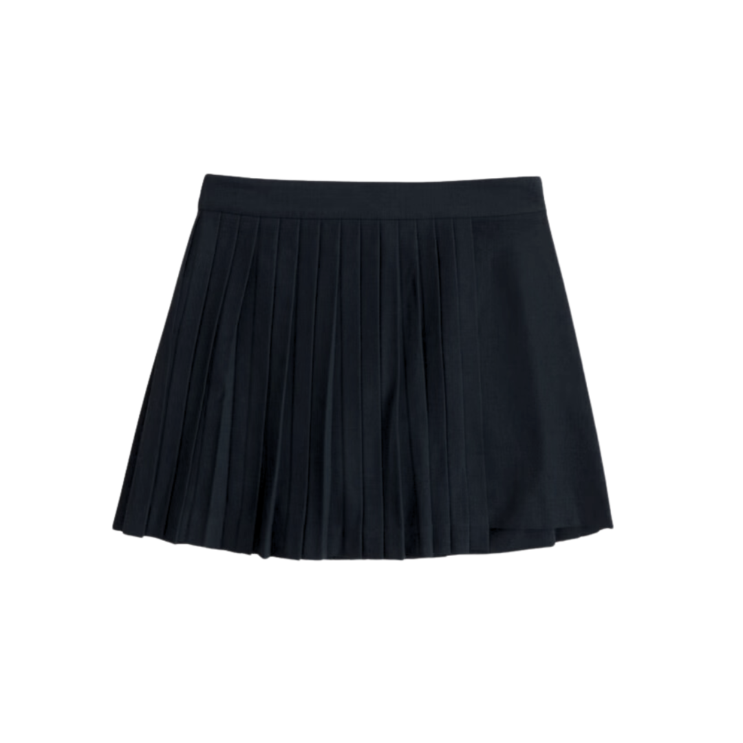 Pleated Wrap Mini Skirt